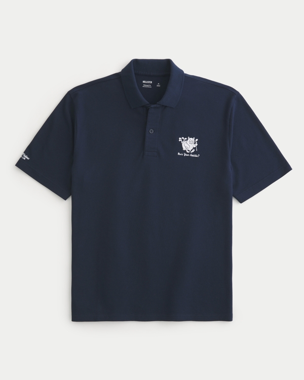 Relaxed Golf Graphic Polo, Navy Blue