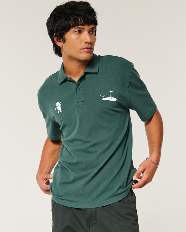 Relaxed Golf Graphic Polo, Dark Emerald