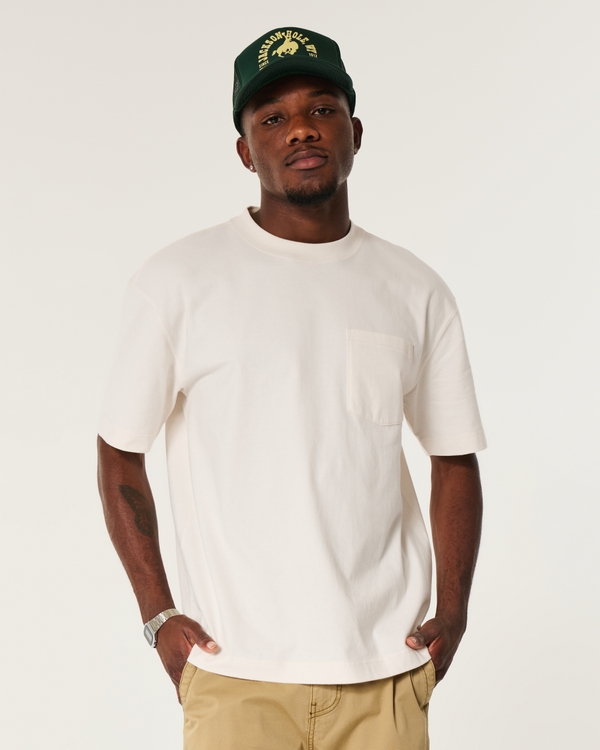 Boxy Pocket Crew T-Shirt, Cream