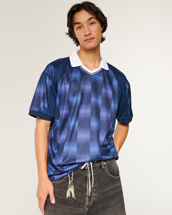 Boxy Soccer Jersey, Navy Pattern view 1