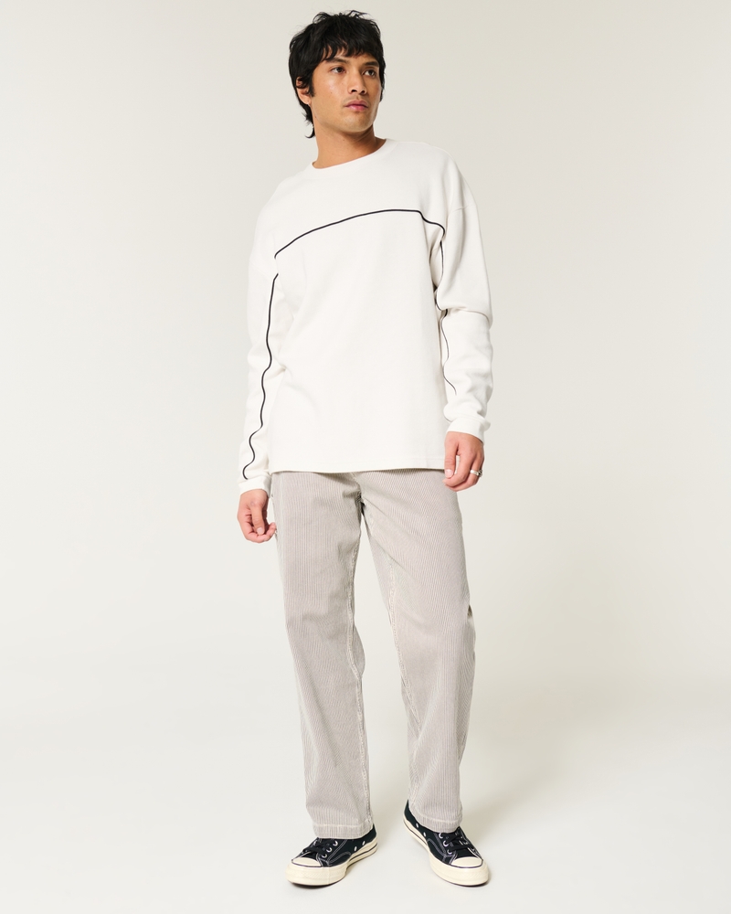 Boxy Long-Sleeve Striped Crew T-Shirt