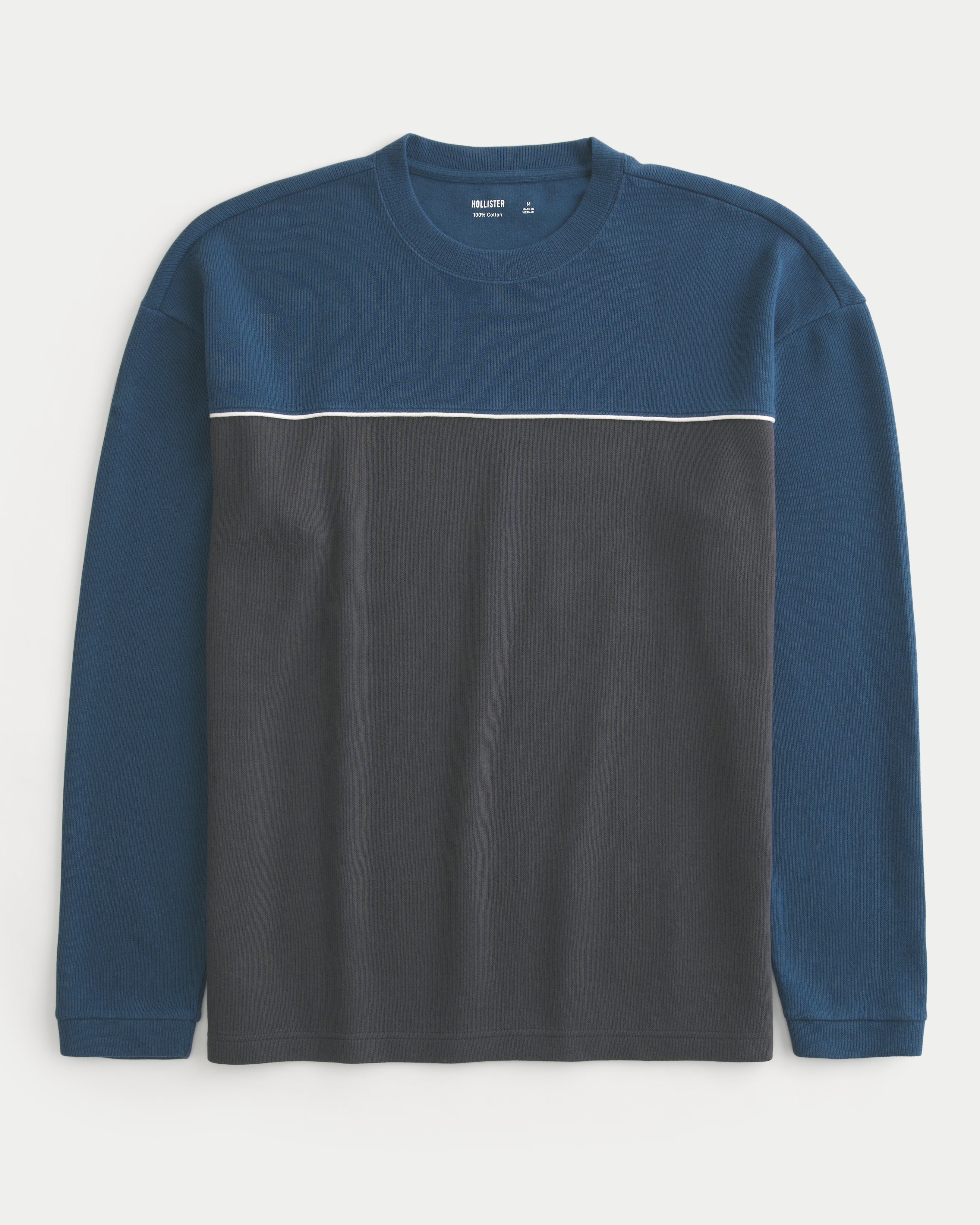 Boxy Long-Sleeve Striped Crew T-Shirt