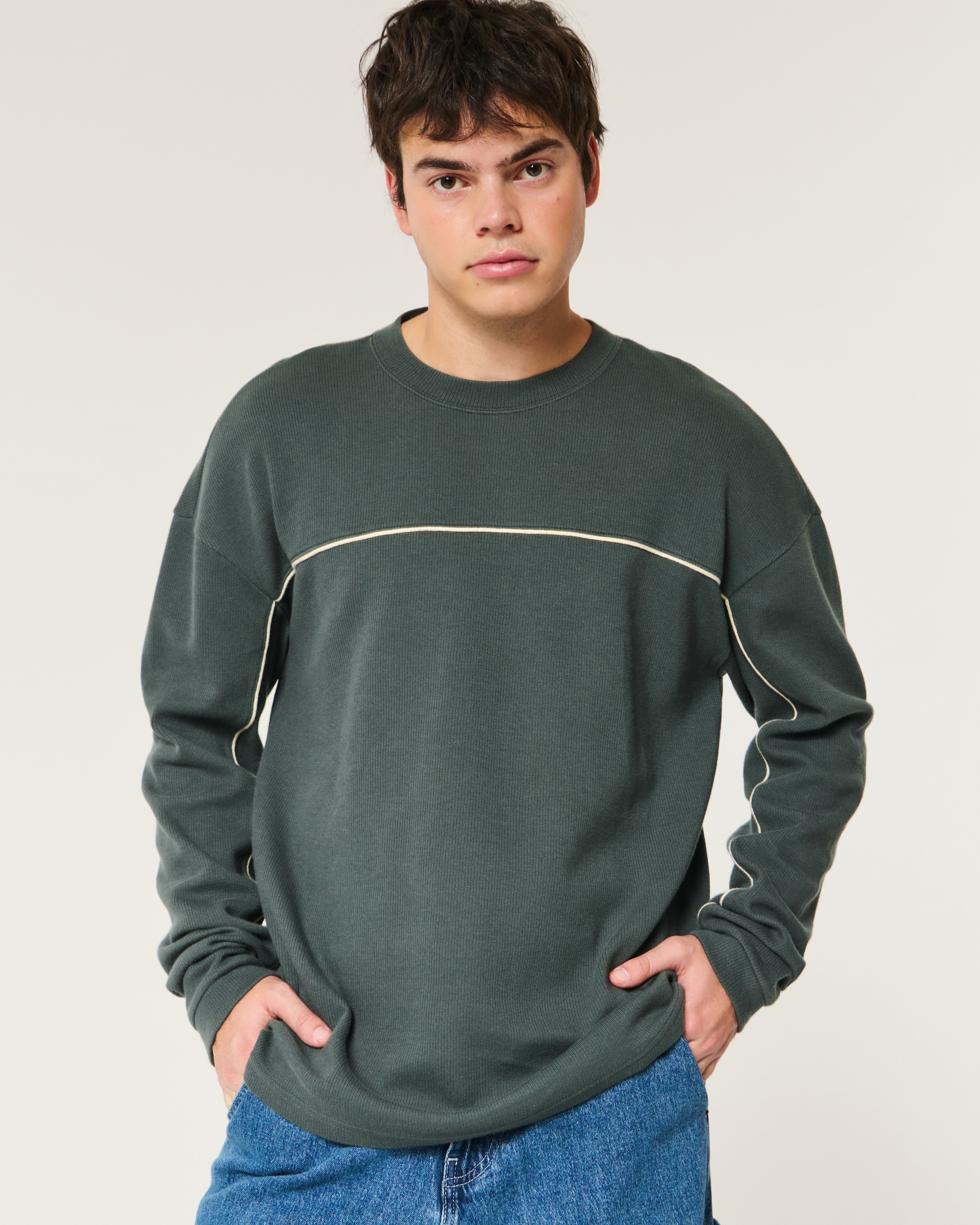 Men's Boxy Long-Sleeve Striped Crew T-Shirt | Men's Sale