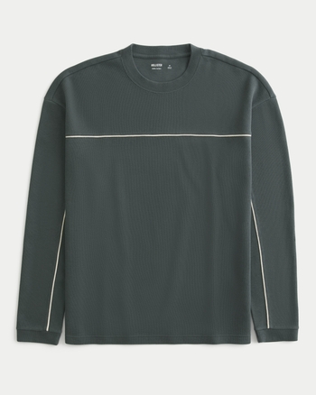 Boxy Long-Sleeve Striped Crew T-Shirt