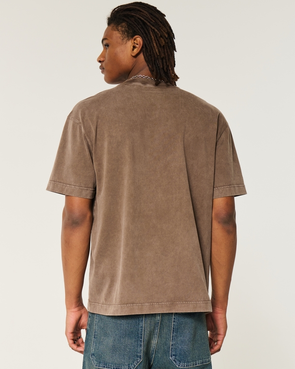 Boxy Heavyweight Washed Crew T-Shirt, Washed Dark Brown view 2