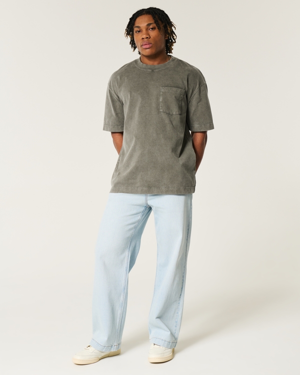 Boxy Heavyweight Pocket Crew T-Shirt, Washed Olive view 2