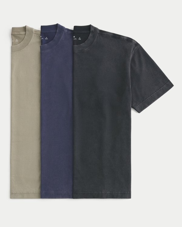 Boxy Heavyweight Washed Crew T-Shirt 3-Pack, Multi view 1