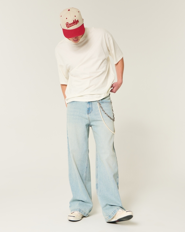 Baggy Crew T-Shirt, Cream view 2