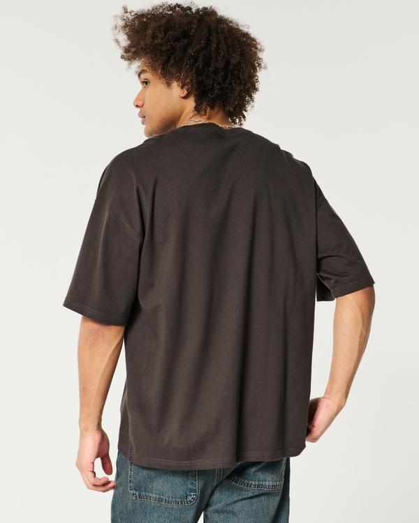 Baggy Cotton Crew T-Shirt, Dark Brown view 2
