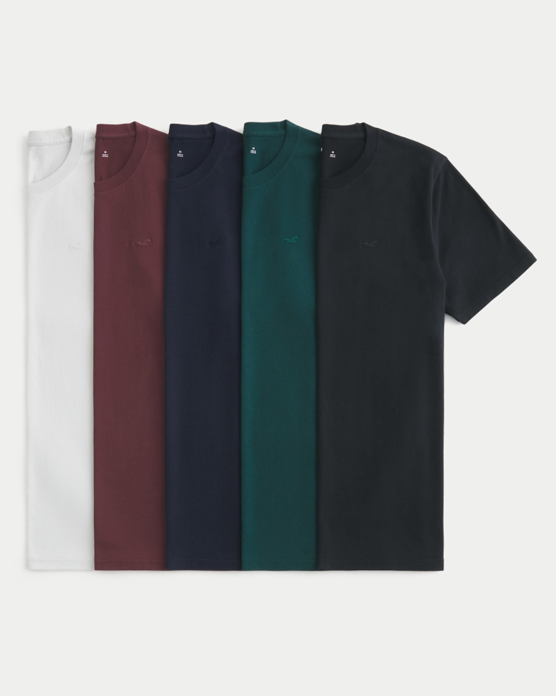 Boxy Heavyweight Cotton Crew T-Shirt 5-Pack