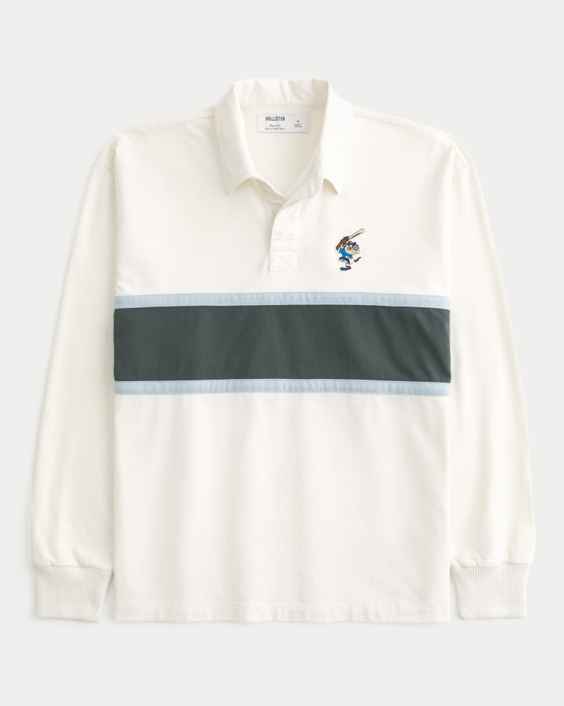 Boxy Heavyweight Tasmanian Devil Graphic Rugby Polo