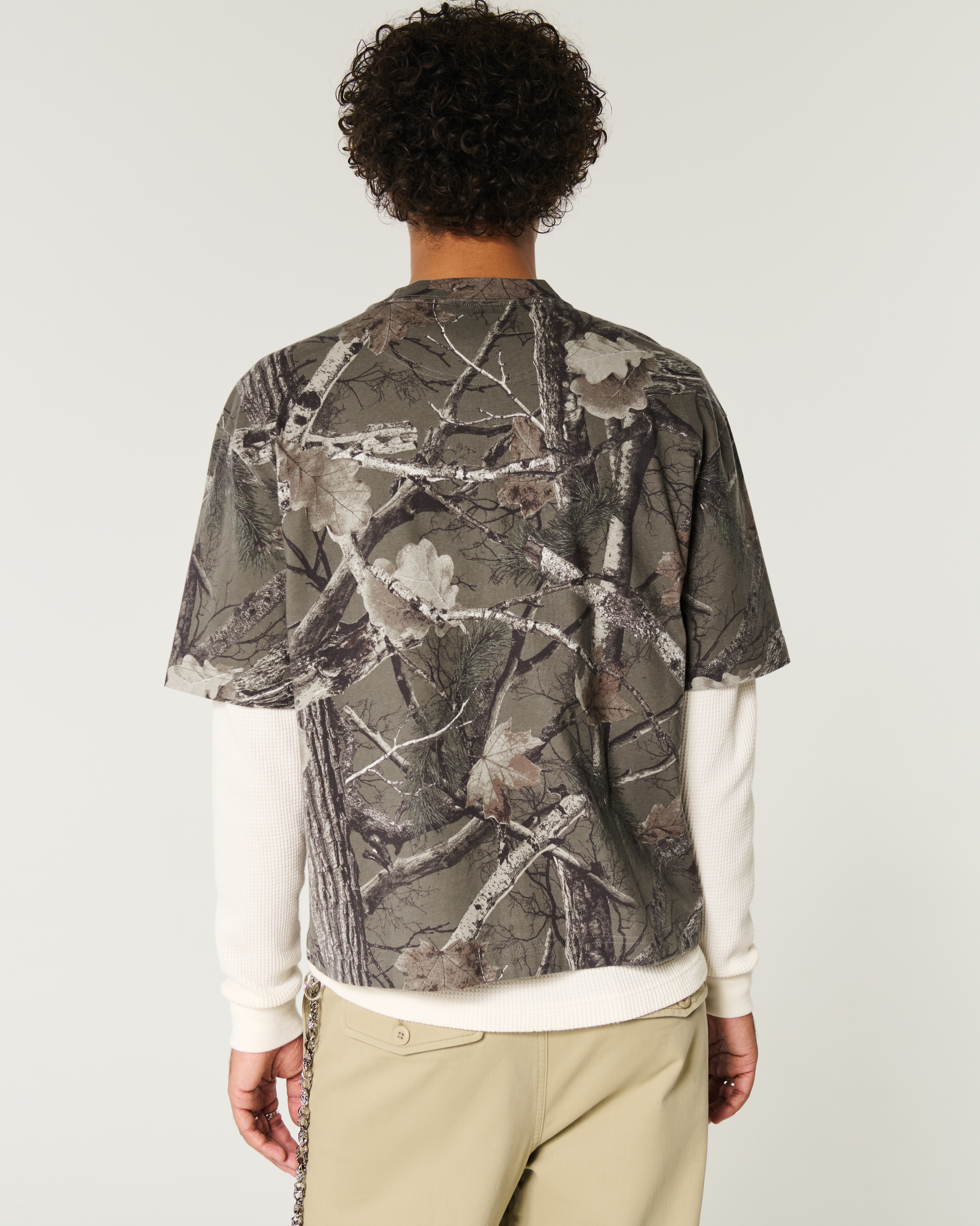 Boxy Heavyweight Crop Camo Crew T-Shirt