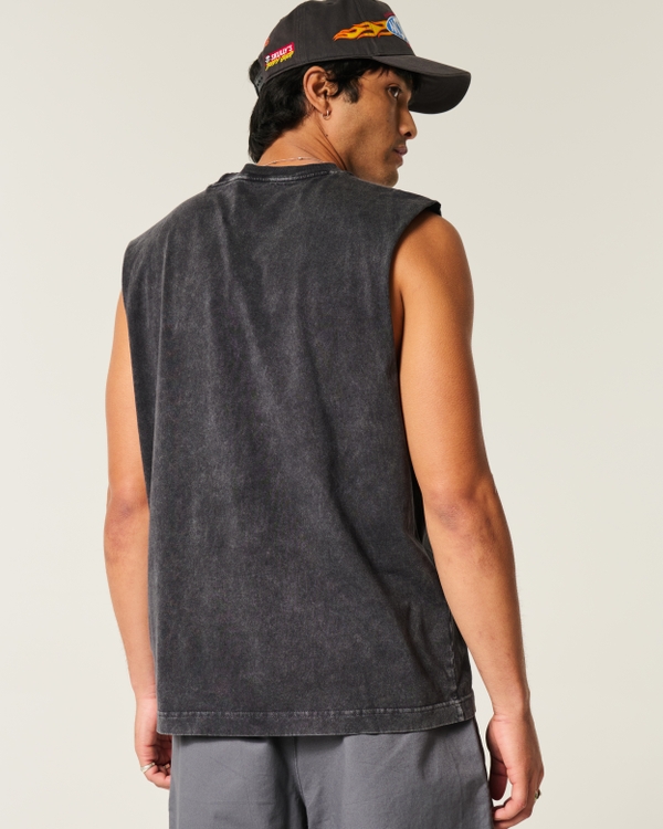 Boxy Pocket Cutoff Tank, Washed Black view 2