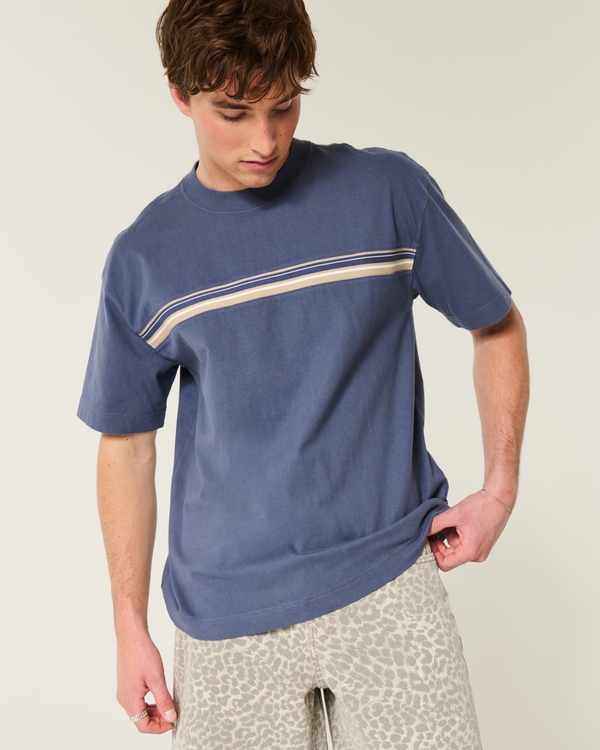 Boxy Heavyweight Tape Crew T-Shirt, Light Navy view 1