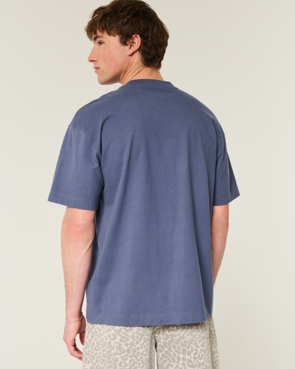 Boxy Heavyweight Tape Crew T-Shirt, Light Navy view 2
