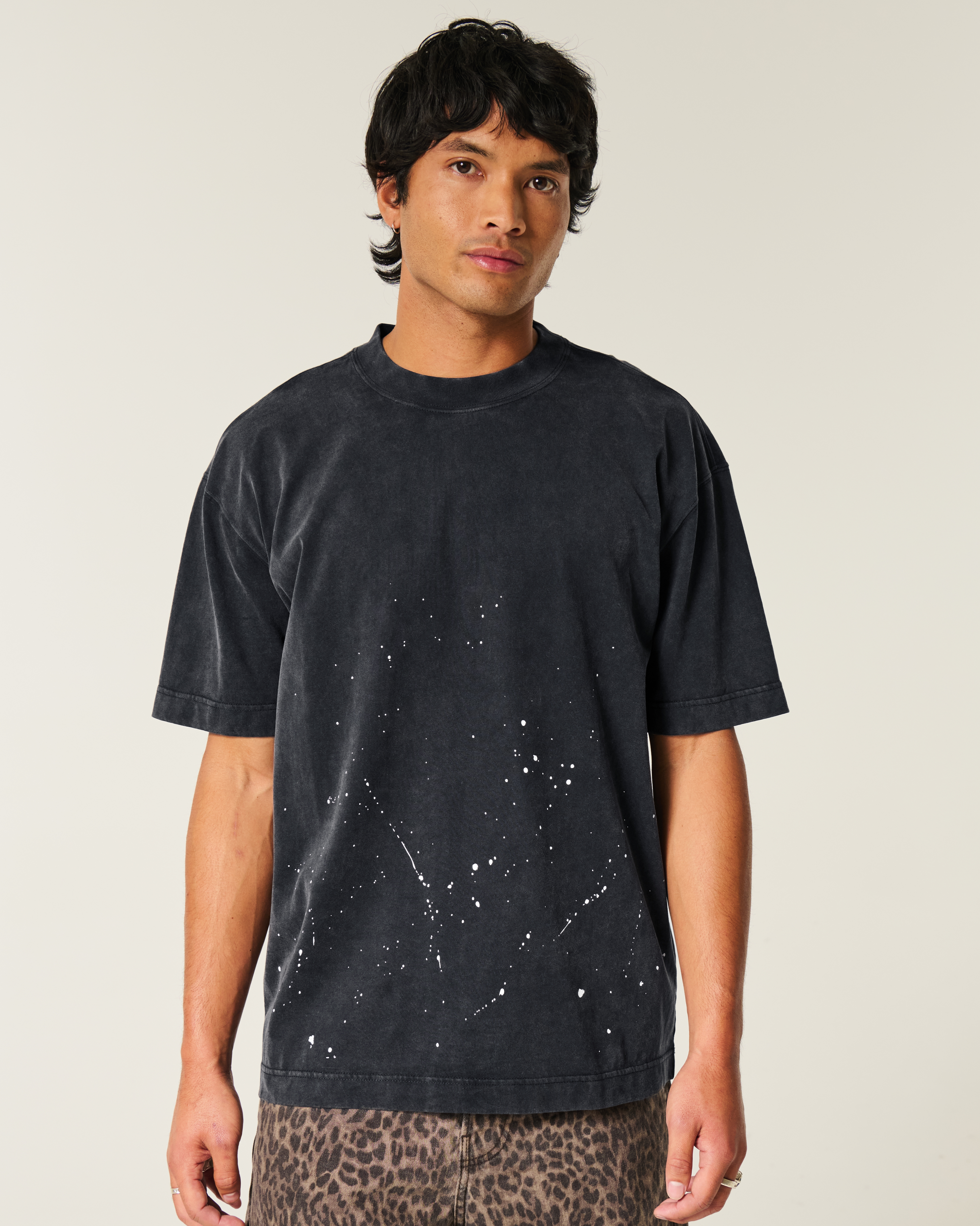 Boxy Heavyweight Paint Splatter Crew T-Shirt