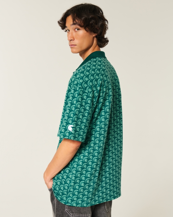 Boxy Michigan State University Spartans Graphic Polo, Dark Green Pattern view 2