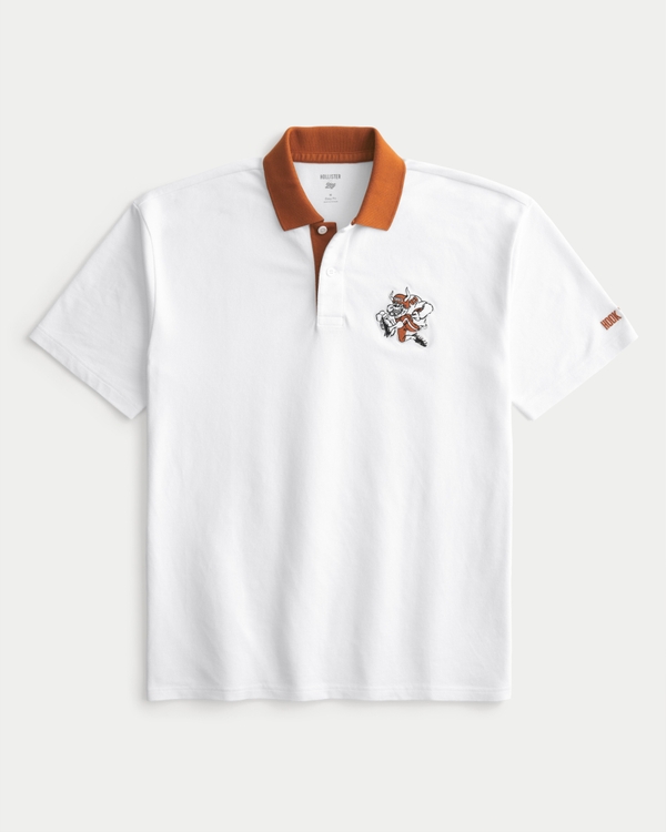 Boxy University of Texas at Austin Longhorns Graphic Polo, White With Burnt Orange view 1