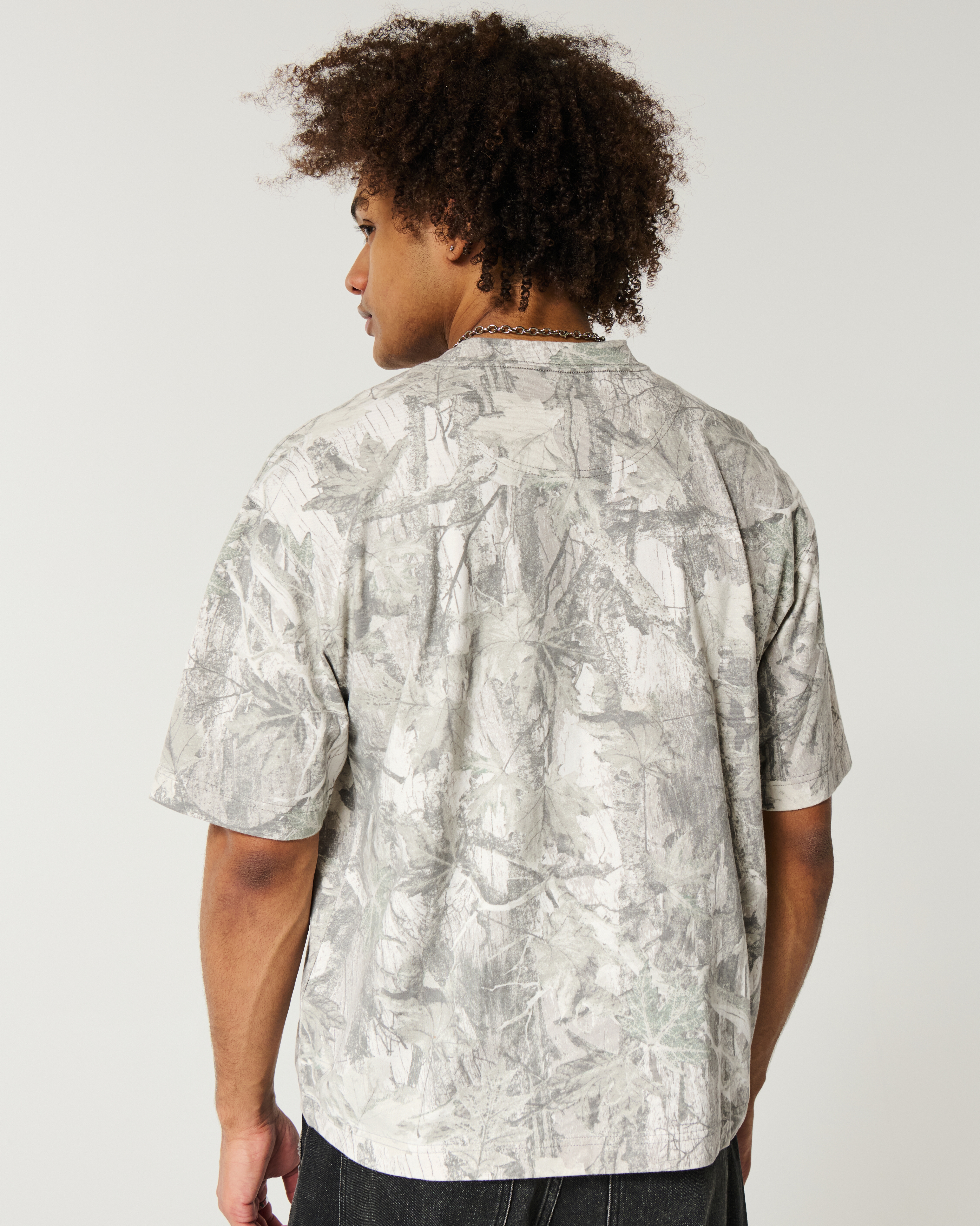 Boxy Heavyweight Crop Camo Crew T-Shirt
