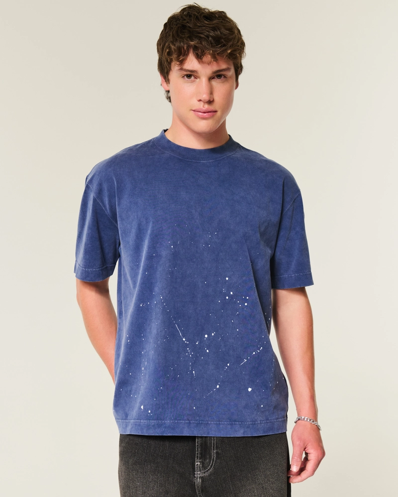 Boxy Heavyweight Paint Splatter Crew T-Shirt