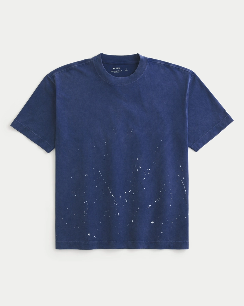 Boxy Heavyweight Paint Splatter Crew T-Shirt