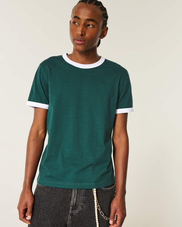 Shrunken Ringer Tee, Dark Green view 1
