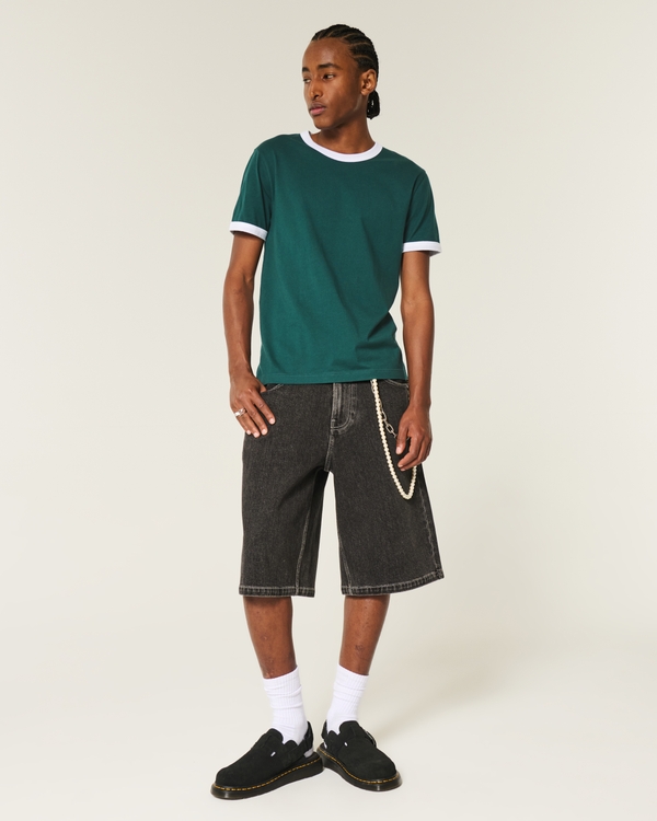 Shrunken Ringer Tee, Dark Green view 2