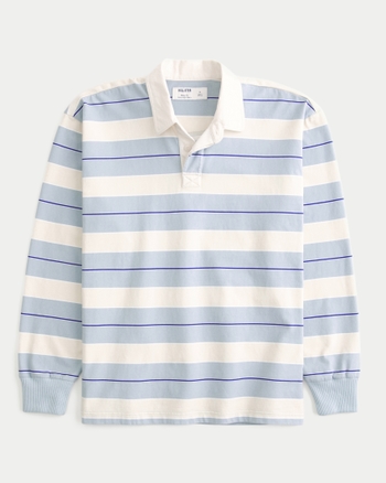 ポロシャツ TRILLION STRIPE RUGBY OVERFIT PIQUE POLO SHIRTS 5JH484 Men's Boxy Heavyweight Rugby Polo | Men's Clearance