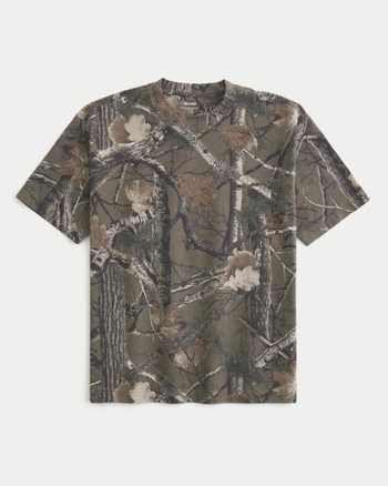 Men's Boxy Heavyweight Camo Crew T-Shirt | Men's Tops | HollisterCo.com