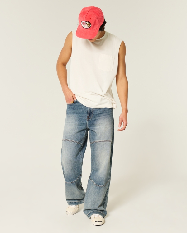 Boxy Crew Tank, Cream view 2
