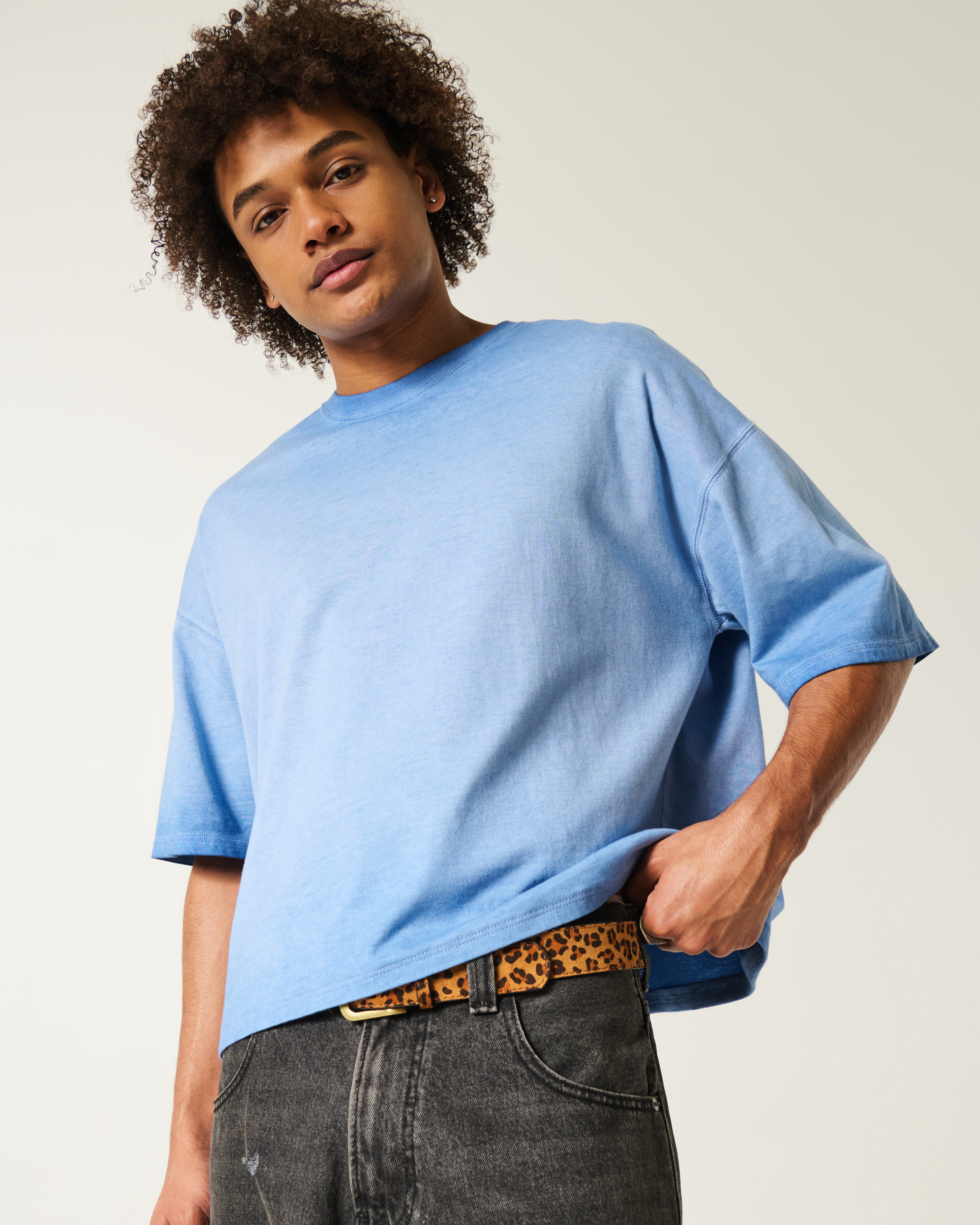 Tシャツ・カットソー citybreeze WOOLTENCEL CROP TURTLENECK T-SHIRT_GREYISH BLUE Printed T-shirt | Medium Blue | Jack & Jones®