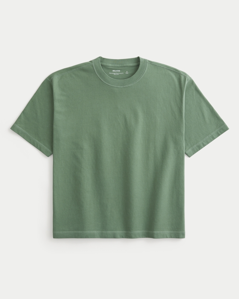 Boxy Crop Heavyweight Washed Crew T-Shirt