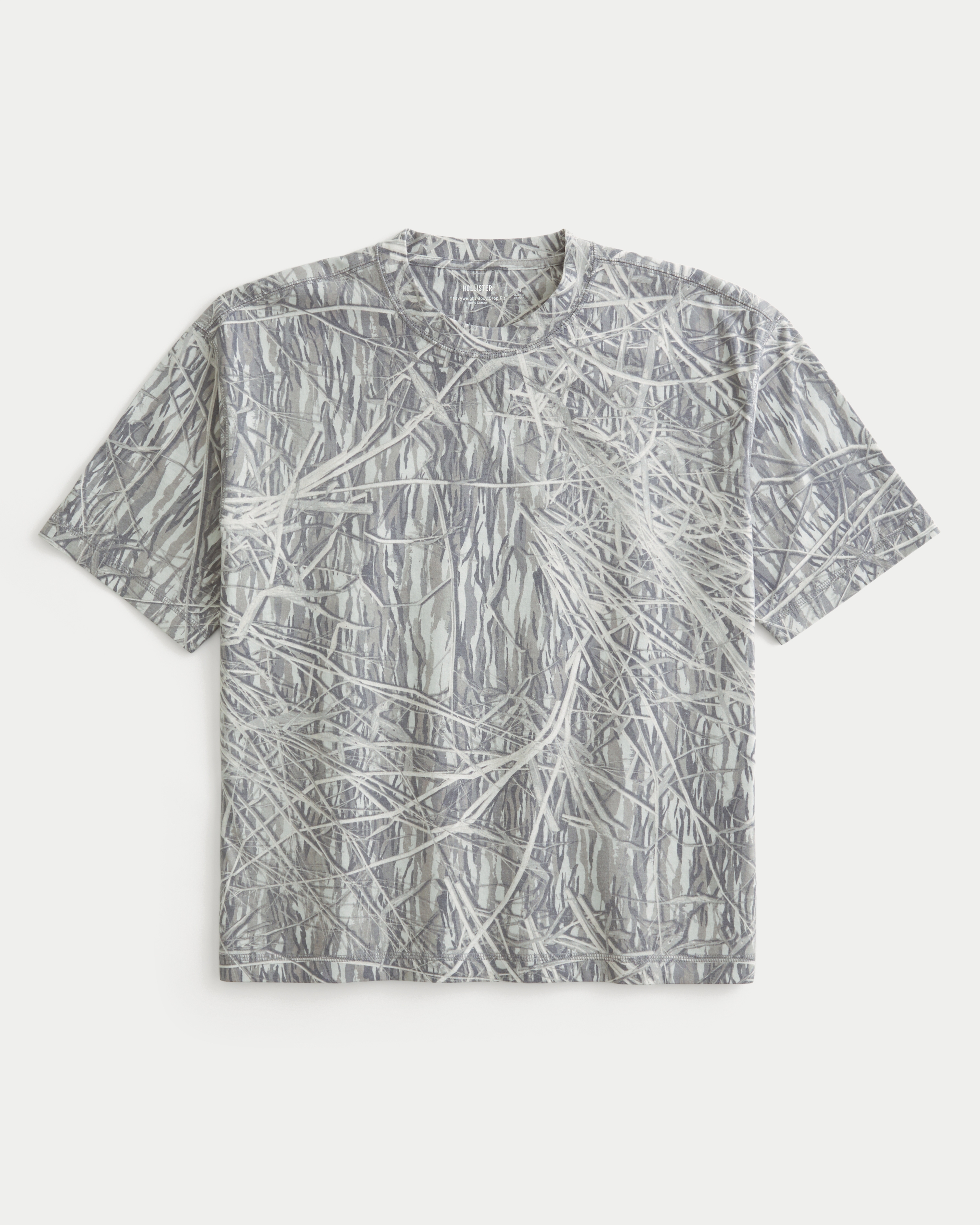 Boxy Crop Heavyweight Camo Crew T-Shirt