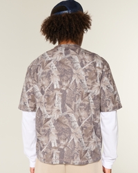 Boxy Crop Heavyweight Camo Crew T-Shirt