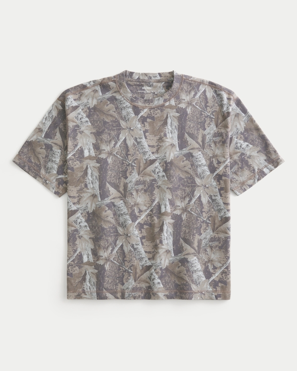 Boxy Crop Heavyweight Camo Crew T-Shirt
