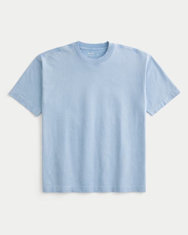 Boxy Washed Heavyweight Crew T-Shirt, Washed Light Blue view 1
