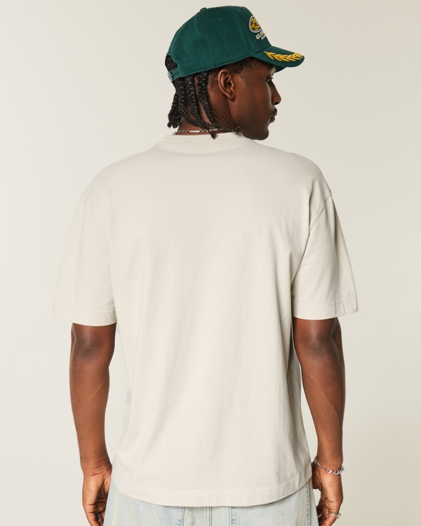 Boxy Heavyweight Cotton Crew T-Shirt, Cream view 2