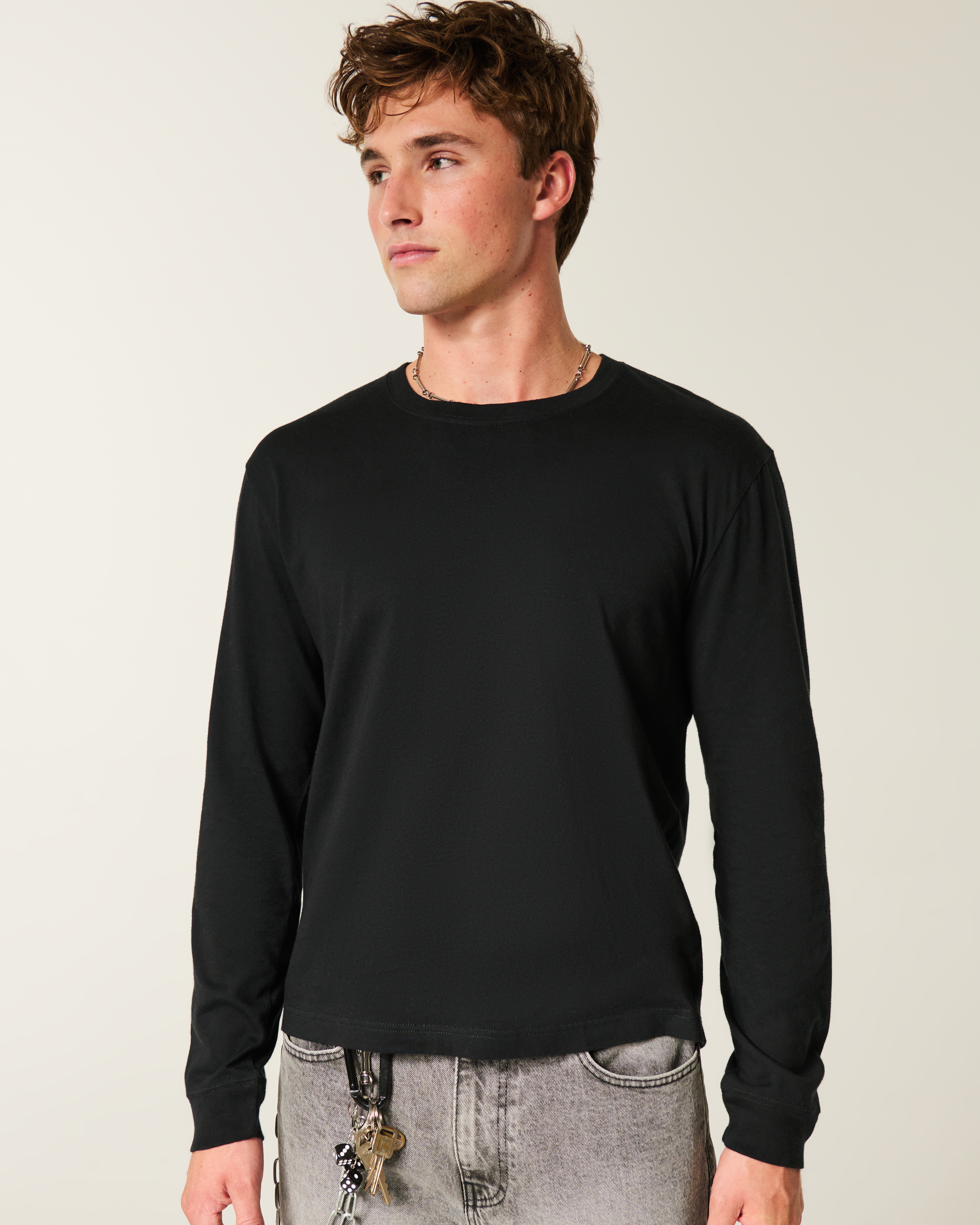 Relaxed Long-Sleeve Cotton Crew T-Shirt