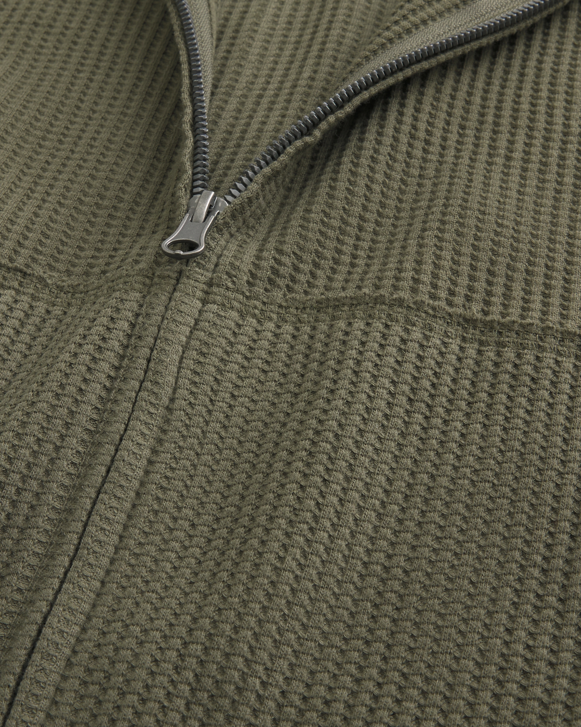 Waffle Knit Zip-Up Hoodie