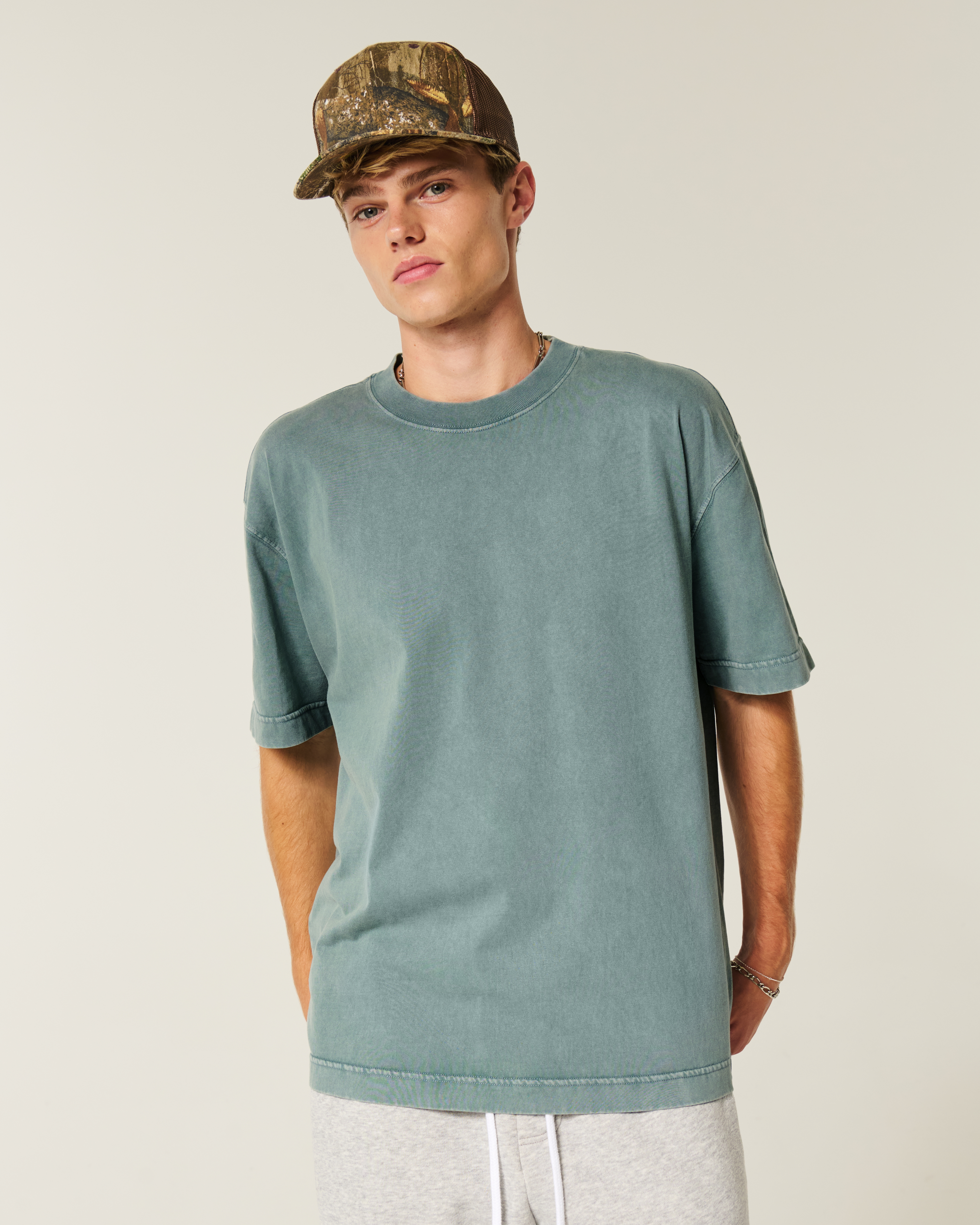 Boxy Heavyweight Washed Cotton Crew T-Shirt