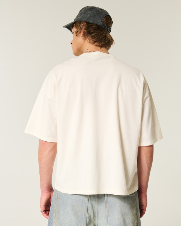 Baggy Crop Crew T-Shirt, Washed Cream view 2