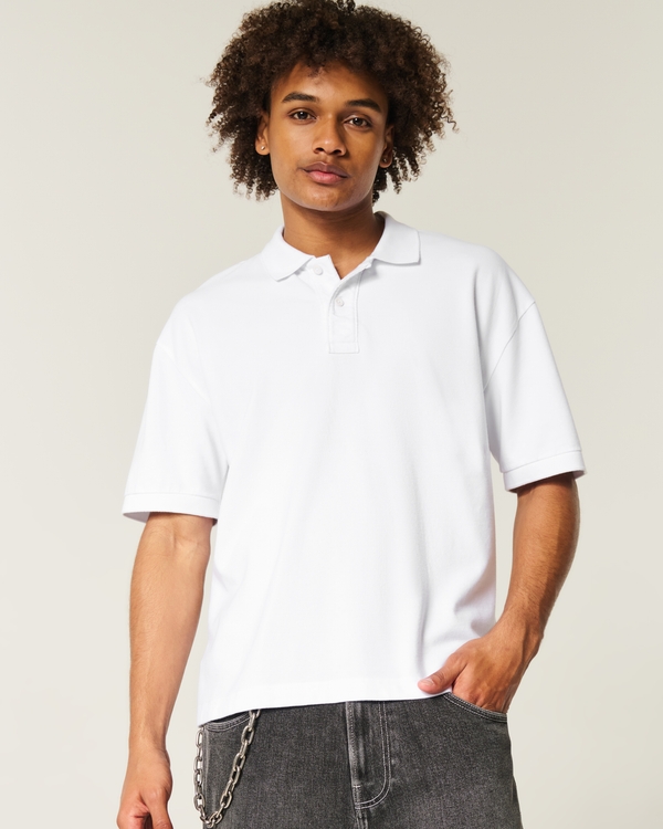 Boxy Crop Polo, White view 1
