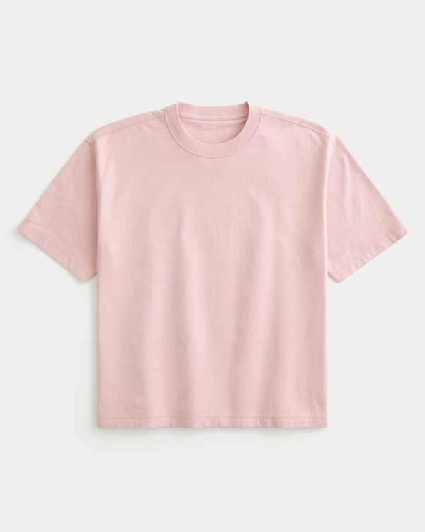 Boxy Crop Heavyweight Washed Crew T-Shirt