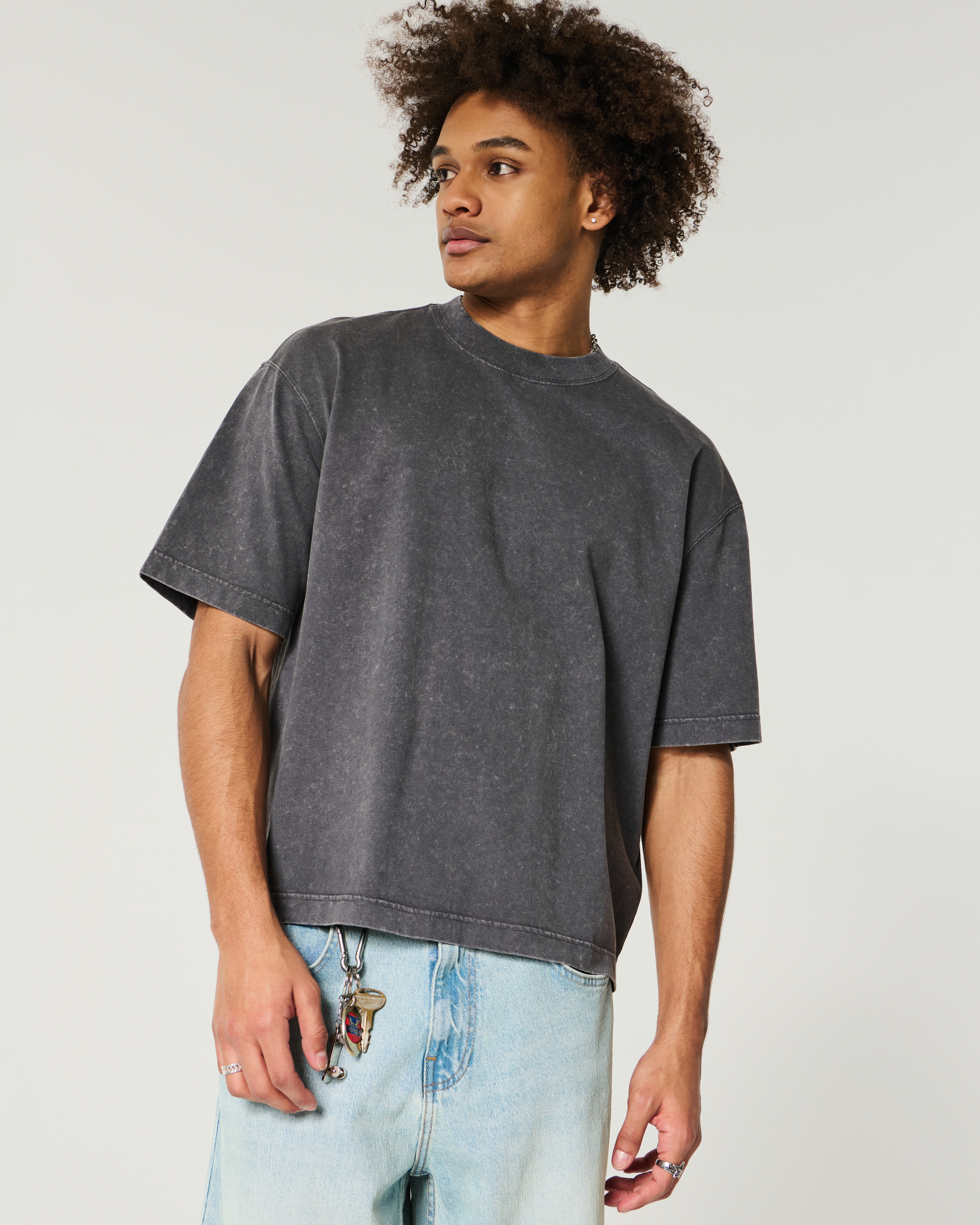 Boxy Heavyweight Crop Washed Crew T-Shirt