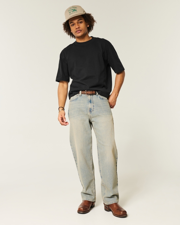 Heavyweight Boxy Crop Crew T-Shirt, Black view 2