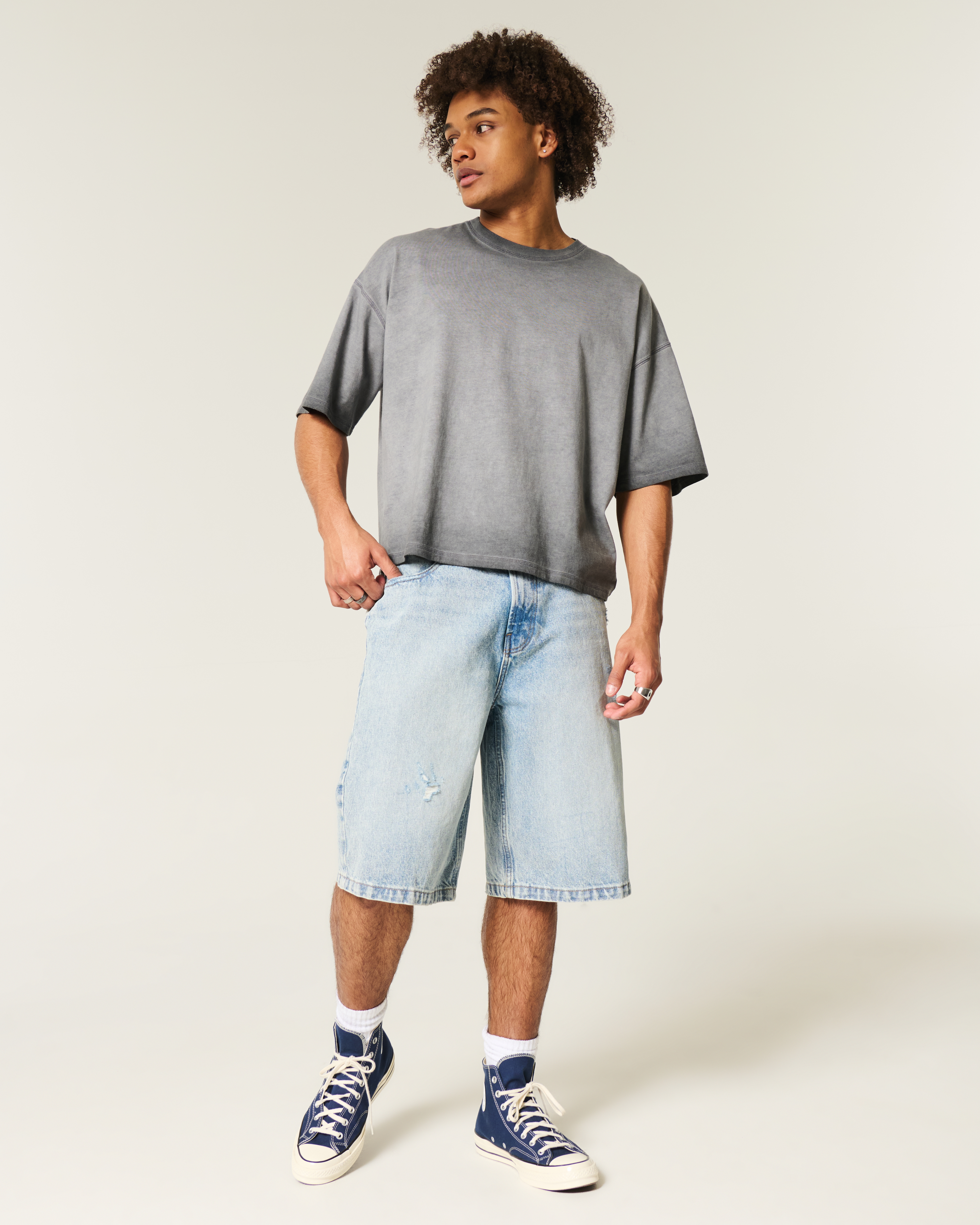 Washed Baggy Crop Crew T-Shirt