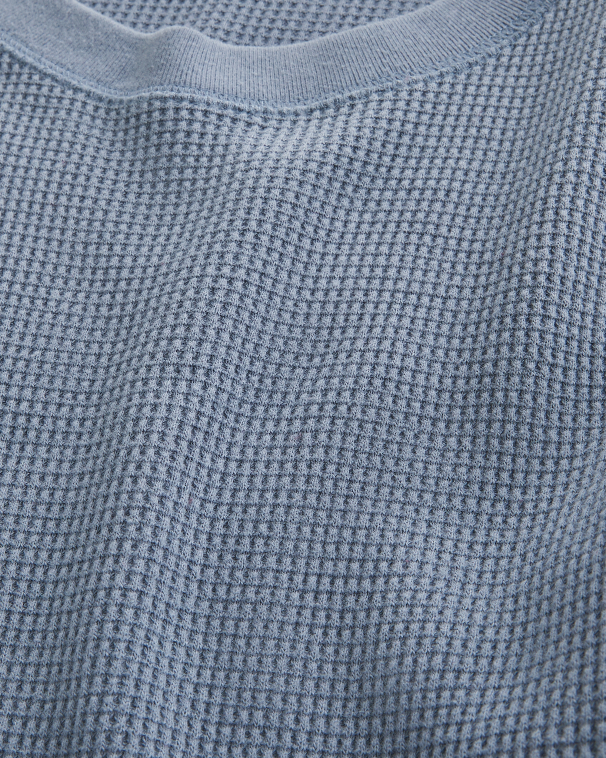 Relaxed Long-Sleeve Waffle Knit Crew T-Shirt