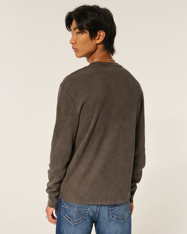Washed Thermal Crew Shirt, Washed Dark Brown view 2