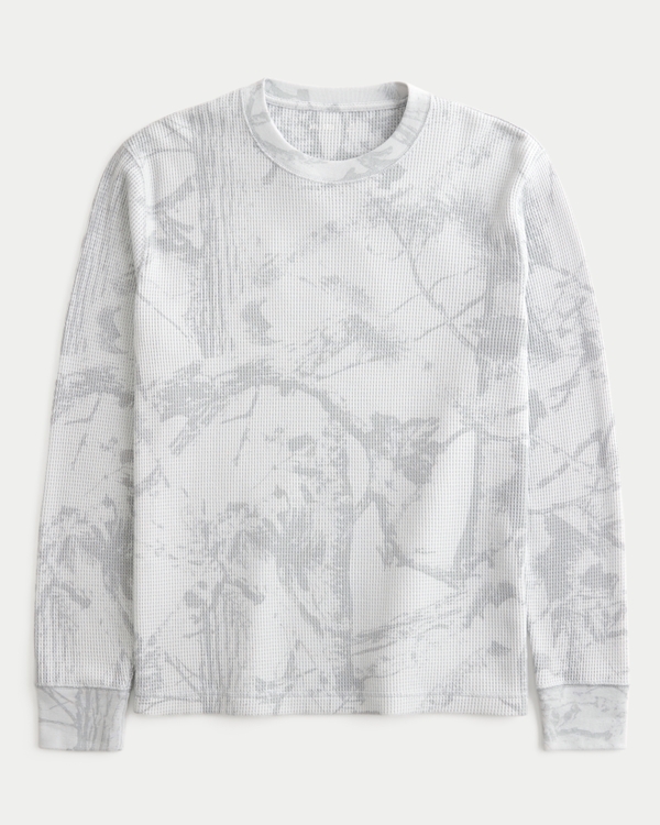 Relaxed Long-Sleeve Thermal Crew Camo T-Shirt