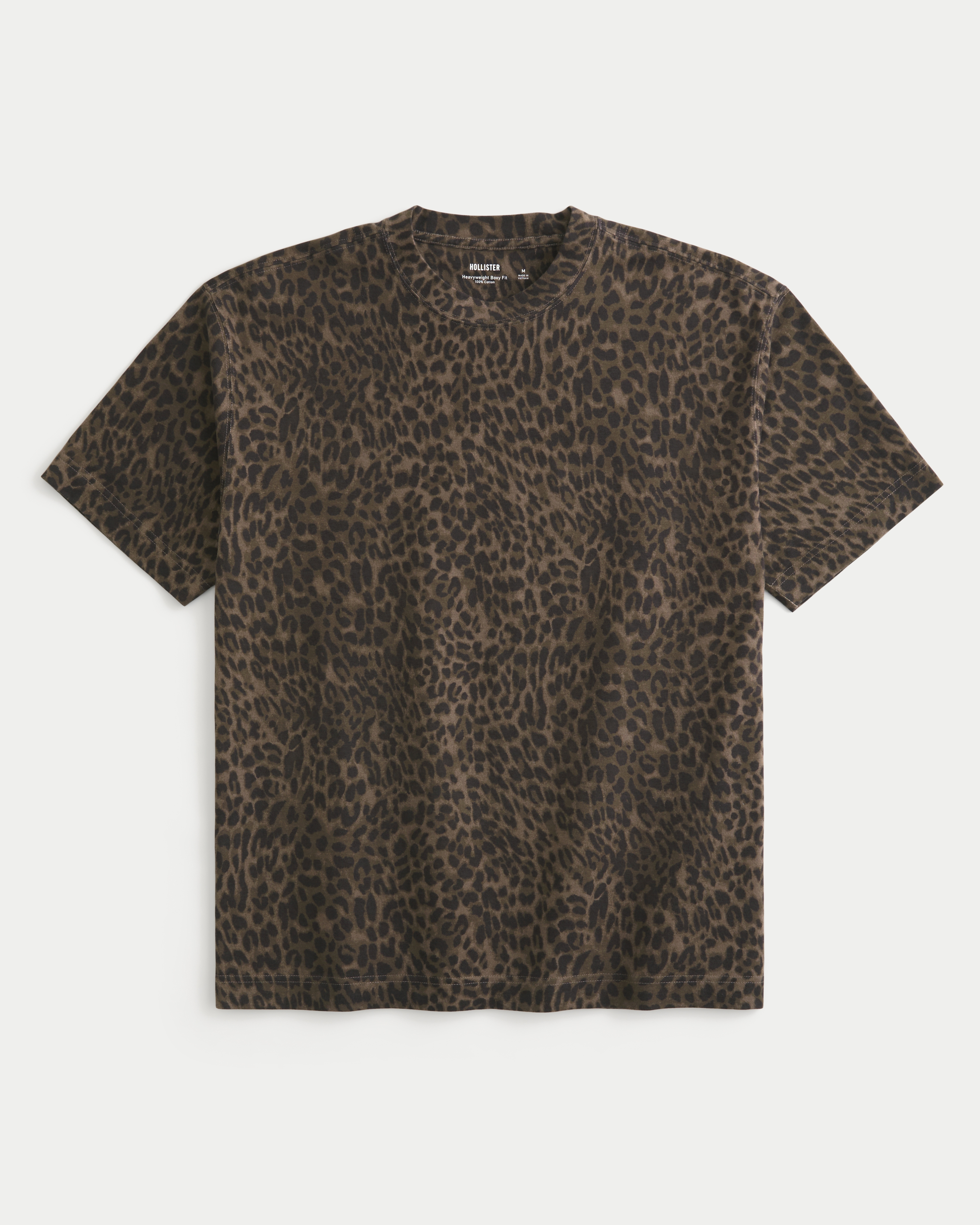 Boxy Heavyweight Leopard Print Cotton Crew T-Shirt